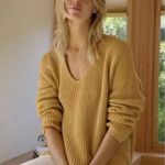 Jenni Kayne ππ Fisherman Organic Cotton Blend Sweater Mustard Yellow Small NWT Photo 1