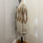 Debut  Womens M/L Open Cardigan Tribal Geometric Pattern Long Sweater Beige Brown Photo 3