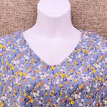 Denim And Co Womens Peplum Top Size 1X Prairie Floral Bohemian Festival Indie Blue Photo 2
