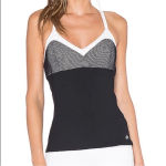 Alo Yoga  Blossom Long Bra Tank Top in Pink Cloud & Black Photo 0