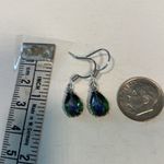 Elegant Vintage Boho Inlaid Crystal Water Droplets Irridescent Dangle Earrings Silver Photo 7