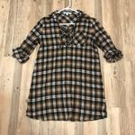 She & Sky Boutique brown black LACE UP PLAID DRESS size Medium. Photo 4