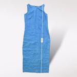 Casual Corner Blue Linen‎ Maxi Dress Size 6 Vintage Classic Coastal Boho Minimal Photo 3