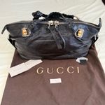 Gucci Authentic  Black Large Leather Bamboo Bar Tote/Shoulder Bag Photo 0
