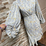 O.P.T. OnePrettyTime French tea floral printed elegant dress puff sleeves Sz S Photo 9