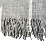 J.Crew Windowpane Plaid Blanket Scarf Gray White Photo 3