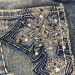 Zana Di  Distressed whiskered Blue Flare Jeans Size 0 embellished back pockets Photo 4