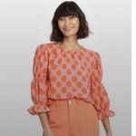 Who What Wear  Pink Orange Polka Dot Blouse Sz Small Photo 4