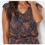 Evereve  Lavender Tinslee Floral Smocked Mesh Top - Size - Small Photo 0