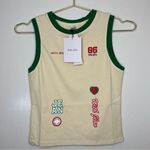 With Jean NWT With Jéan A-League Tank in Cream with Green Trim Size Small Photo 0