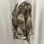 Figueroa and Flower New  Snake Paisley Print Mix Button Down Blouse Tan Photo 10
