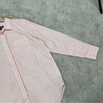 Lands' End Lands’End Women’s Butto Down Shirt Top Stripes Classic Longsleeve White Orange M Photo 5