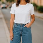 ZARA Size 4 Trafaluc Denimwear Frayed Hem Loose Wide Leg High Rise Jeans Womens Photo 0