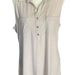 New York And Company stretch women's size L cream collared sleeveless blouse top Photo 0