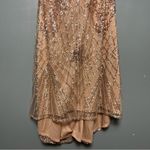 Jump NWT  Apparel Sequin Lace Up Back Spaghetti Strap Formal Gown Champagne Blush Photo 5
