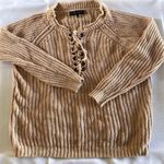 Avec + Knit Womens Knitted Top Sweater Sweatshirt Tie Knot Brown Sz Medium Large Photo 1