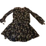 ALC Frank A.L.C. SILK “RORY” PALM LEAF PRINT BLACK & BROWN PLEATED SPLIT SLEEVE DRESS (2) Photo 10