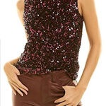 Rebecca Taylor New. plum stretch sequin top. Photo 0