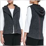 Eileen Fisher Womens Charcoal Jaquard Asymmetrical Zip Hooded Vest Size S Sporty Photo 1