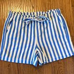 J.Crew white blue striped linenāblend paperbag shorts M Size M Photo 3
