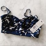 Roxy Starlet Bralette Top Vacation Pullover Smocked Back Navy and White Size S Photo 3