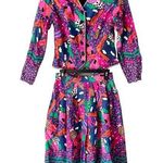 Vintage Roberto Dei Como Italy 2 Piece Suit Set Blazer Skirt Dog Gondolier 10 Pink Photo 0