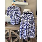 Sheridan French 2 Piece Set Top and Skirt Size Medium Blue Photo 2