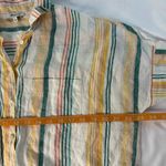 Madewell Linen Short-Sleeve Tie-Front Shirt Size S Pineapple Stripe Button Down Photo 6