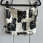 Free People  Poppy Tube Top Cream and Black Floral Smocked Back Size M Photo 5