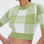 Forever 21 Green and White Checkered Knit Top Photo 0