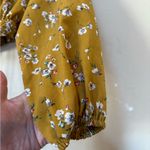 Romwe Floral Mustard Yellow Cropped Peasant Top Long Sleeve Cottagecore M Photo 2