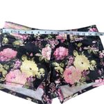 No Boundaries  Black and Pink Jean Shorts Floral Design Photo 0