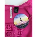 Love by Design Pink Sheer Cape Top Crochet Trim Flowy Blouse Cover Up Cropped XL Photo 12