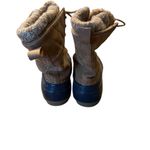 JustFab  Tan and Navy Lace-Up Duck Boots Photo 4