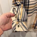 Natural Reflections  Top Women’s XL Ivory Plaid Embroidered Button Up Boho Cotton Photo 1