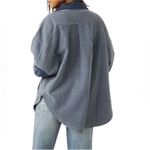 Free People Ruby Shacket Shirt Fleece Jacket Navy/Oceana Blue Size Large EUC Photo 1