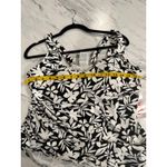 Lands' End Lands’ End Tankini Top 16W Black White Floral Ruched Side Swim Top Plus Photo 4