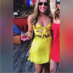 Lovers + Friends  Nate mini Yellow satin cut out drop waist mini dress Photo 1