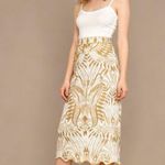 Farm Rio NWOT  Midi Skirt Off-White/Beige Lace Nature Wavy Hem Linen Size XS Photo 0