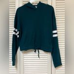Forever 21  Womens Teal Green Hooded Cropped Sweatshirt - Size Medium - VGUC Photo 0