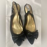 Angel Steps Adorable Black Pump Women’s 8.5 M Bow Rhinestones 3” Heel Faux Suede Photo 3