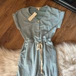 Roolee  Button Front Drawstring Waist Blue Jumpsuit Photo 2