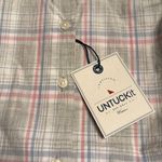UNTUCKit Women’s Chasseles Button Down Long Sleeve Blue pinstripe Shirt Sz 4 NWT Gray Photo 5