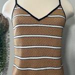 St. John  Sport Brown & White Striped Knit Tank Top Y2K Neutral Tone Size Small Photo 0