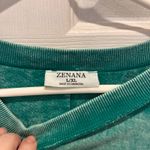 Zenana Outfitters Acid Mineral Wash Green Exposed Seam Crewneck Sweatshirt Pullover L XL Photo 2