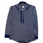 J.Crew Factory Navy Blue & White Striped Cowl Neck Pocket Sweater Photo 0