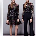 NWOT Elie Saab Floral Lace Black Dress Pink Size 4 Photo 6