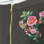 Loft Skirt Front Zip Embroidered Gray Size 4 Lined Exposed Zipper Photo 6