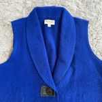 Vtg 90s Norm Thompson Royal BLUE 100% WOOL VEST Sweater Sz L/P 1 Button Collared Photo 4