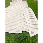 Kira Kira White Structured Mesh Panel Bodycon Dress Mock Neck Slit Bandage XS Photo 1